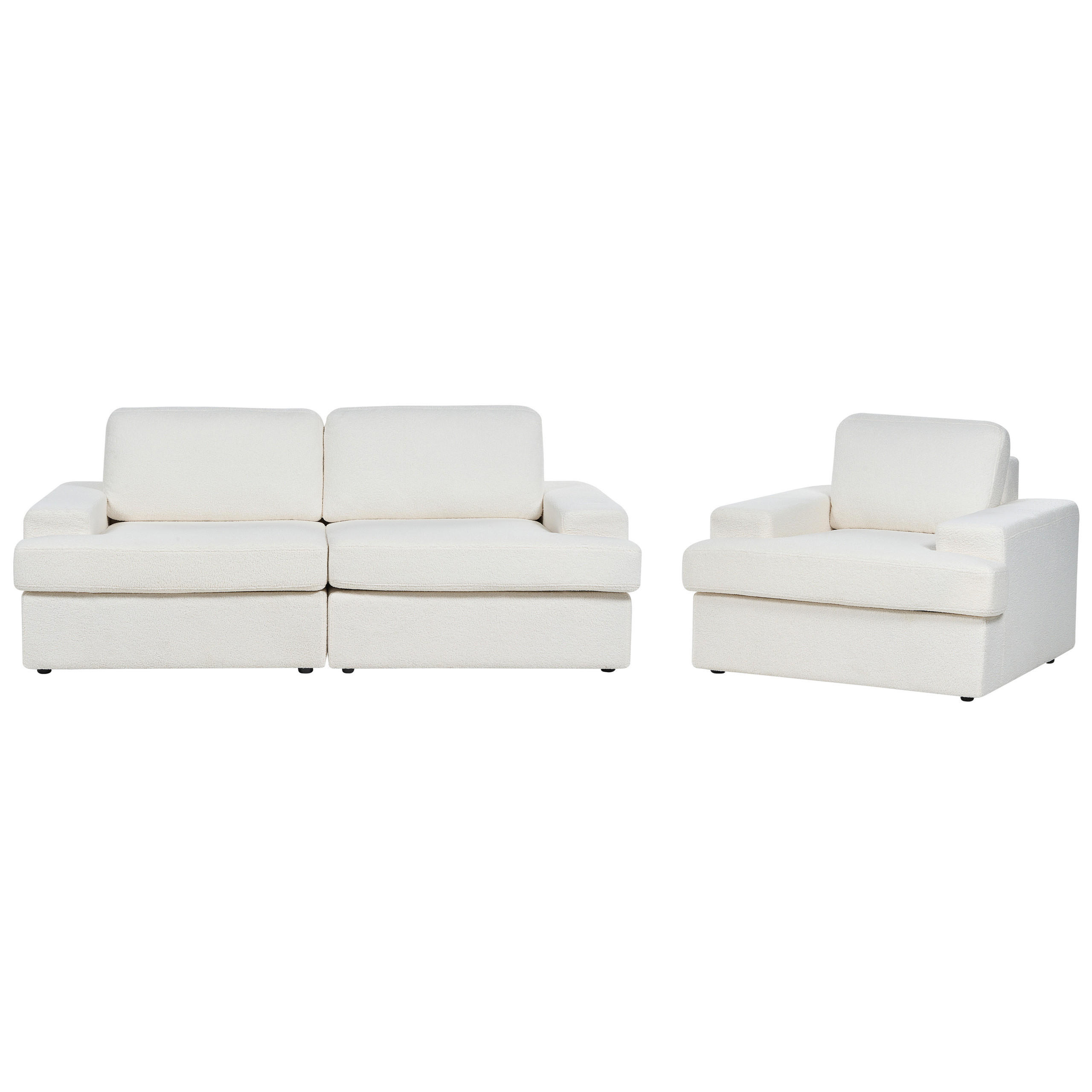 4-SITZER-SOFA SET Bouclé cremeweiß Alla - Weiß, Textil (112/112/208cm) - Beliani