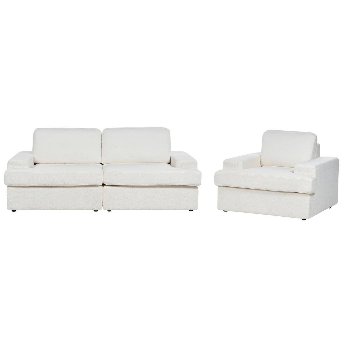 4-SITZER-SOFA SET Bouclé cremeweiß Alla - Weiß, Textil (112/112/208cm) - Beliani