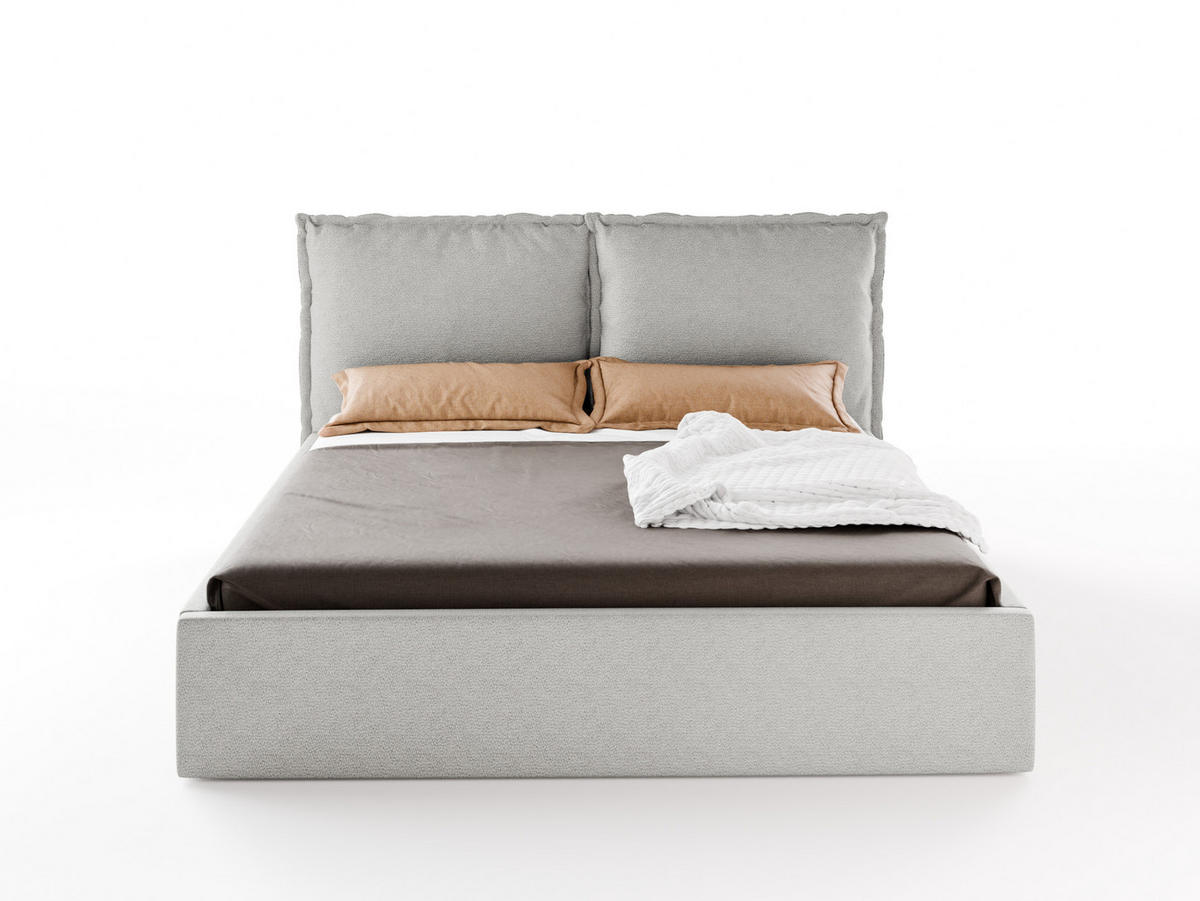 POLSTERBETT MIRA 180x200 cm mit Bettkasten, Stauraum und Metall-Lattenrost – VIBE Grau - Schwarz/Grau, Textil/Metall (180/200cm) - Luxkor24