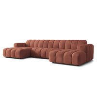 WOHNLANDSCHAFT AENIS Orange Strukturstoff - Orange, Holz (398/85/165cm) - MASSENO