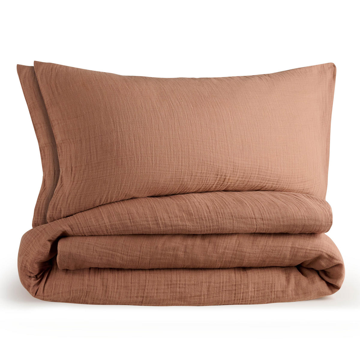 BETTWÄSCHE Musselin, 100% Baumwolle, 200/200 cm & 2x 40/80 cm, Kupferfarben - Kupferfarben, Textil (200/200cm) - Blumtal