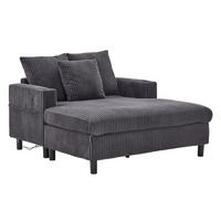 SCHLAFSESSEL Relaxsessel 142 x 128 x 85 cm Corduroy Dark Gray - Dunkelgrau, Holz (128/85/142cm) - Meubliv