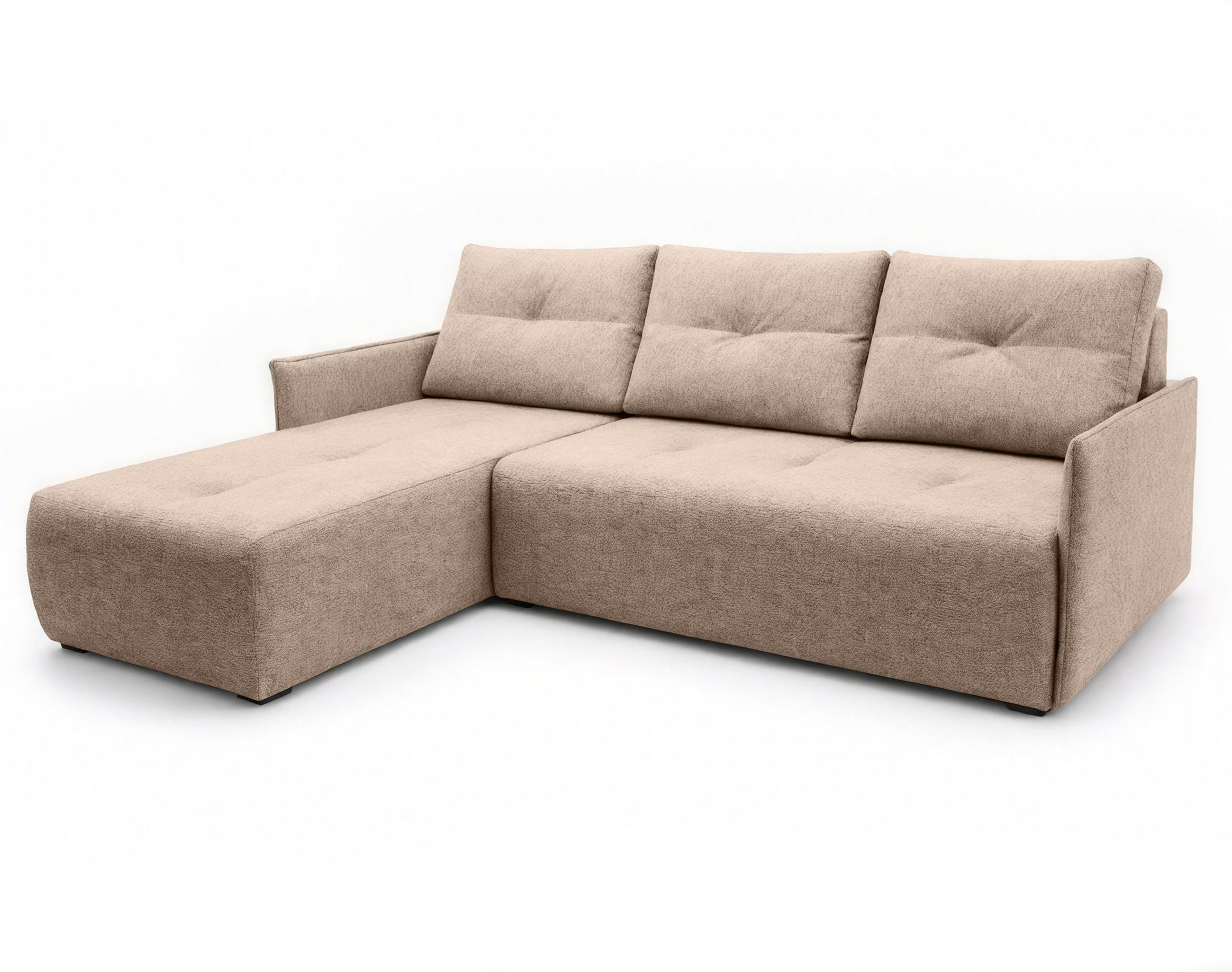 ECKSOFA L Form Damascus Creme 212/143/88 cm Links mit Schlaffunktion - Creme/Schwarz, Kunststoff/Textil (143/212cm) - AX Living