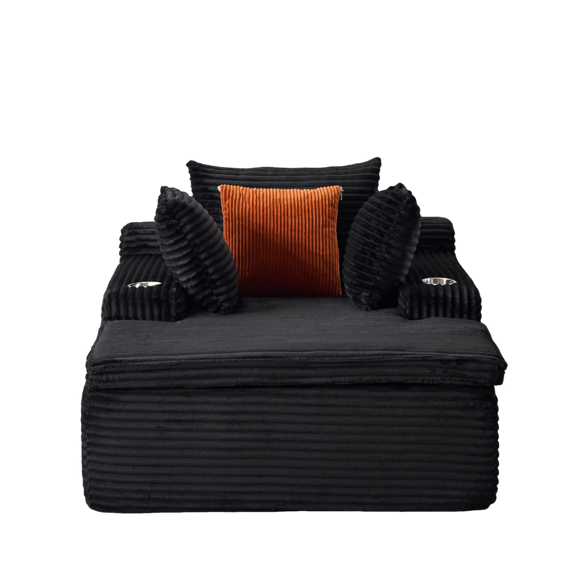 SCHLAFSOFA 165/112/63 cm Schwarz mit Chaiselongue, 3 Kissen und 1 Decke - Schwarz, Textil (112/63/165cm) - Oxeza