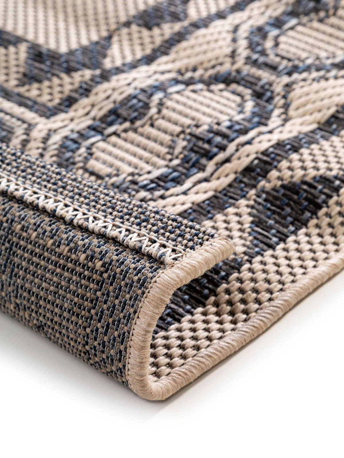 OUTDOORTEPPICH River Beige/Blau 200x285 cm - Blau/Beige, Kunststoff (200/1cm) - KUNSTLOFT