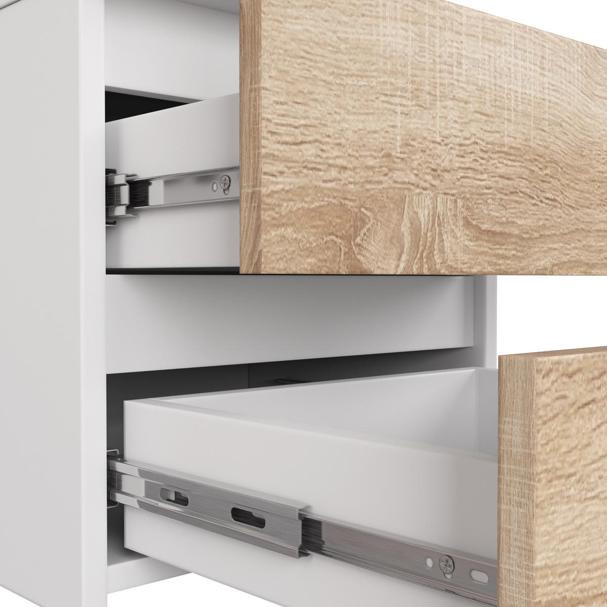 NACHTSCHRANK Weiß, Sonoma Eiche 40x35x57 cm - Weiß Hochglanz/Weiß, Holzwerkstoff (40/57/35cm) - Akord