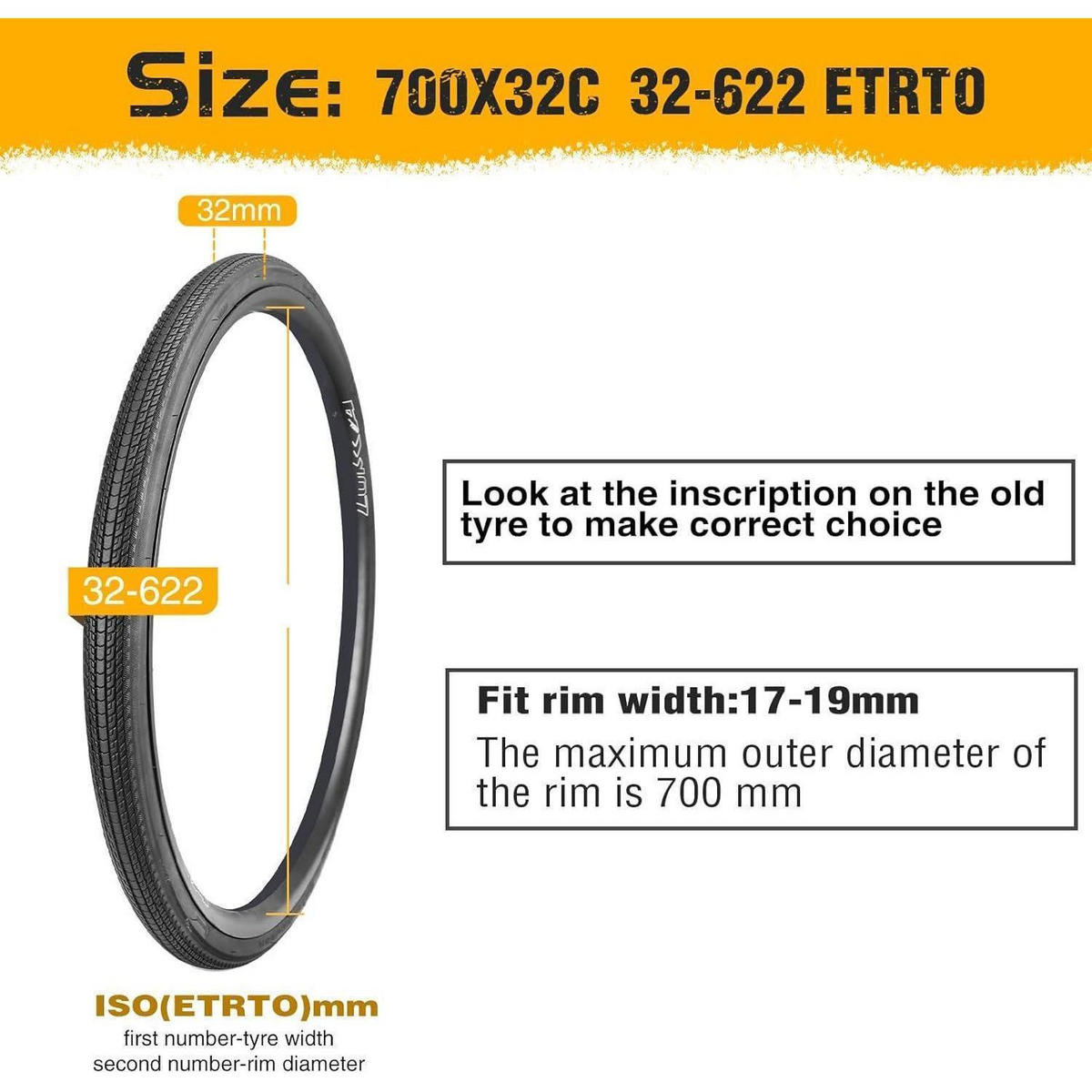 FAHRRADREIFEN 2-teiliges Set 700x28c/32c/35c City Rennrad Gravel - Schwarz, Kunststoff (3.2/70/70cm)