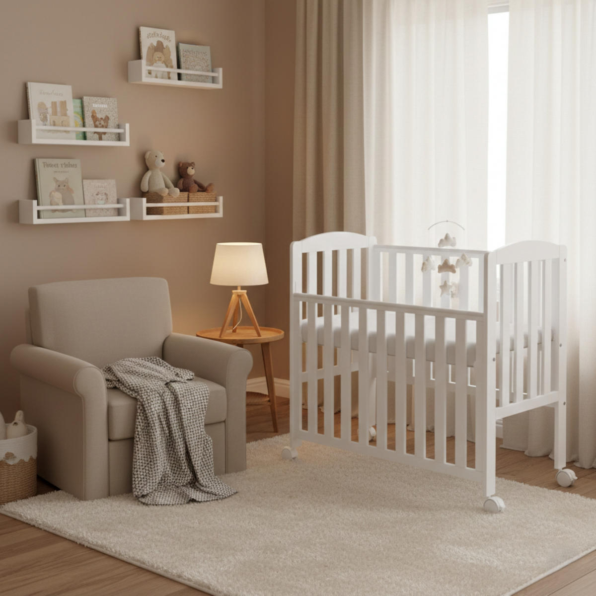 BEISTELLBETT Pino - Weiß, Holz (50/100cm) - kiki design