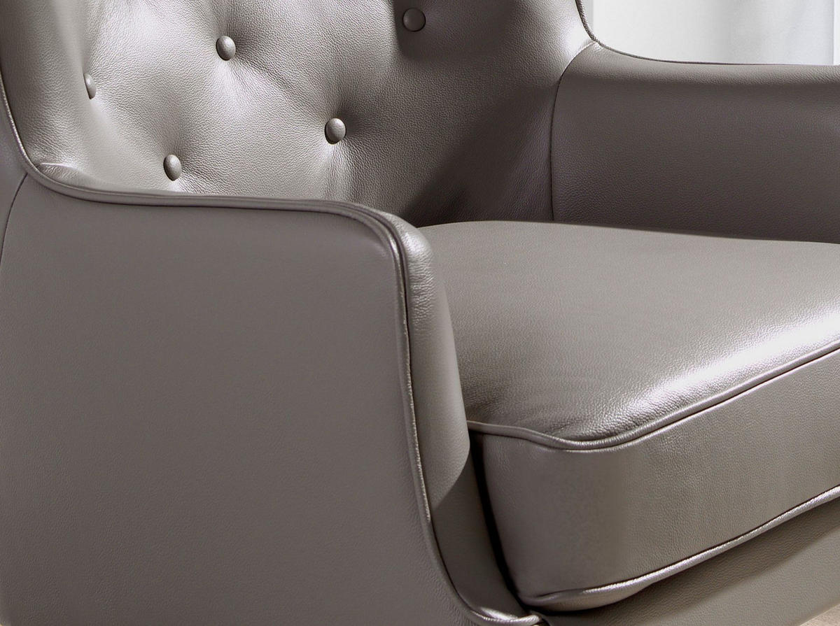 CHESTER Sessel dunkelgrau Leder - Dunkelgrau/Anthrazit, Leder/Holz (75/89/80cm) - ANGEL CERDA