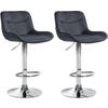 BARHOCKER 2er Set Samt schwarz - Chromfarben/Schwarz, Textil/Metall (49/85/51cm) - CLP