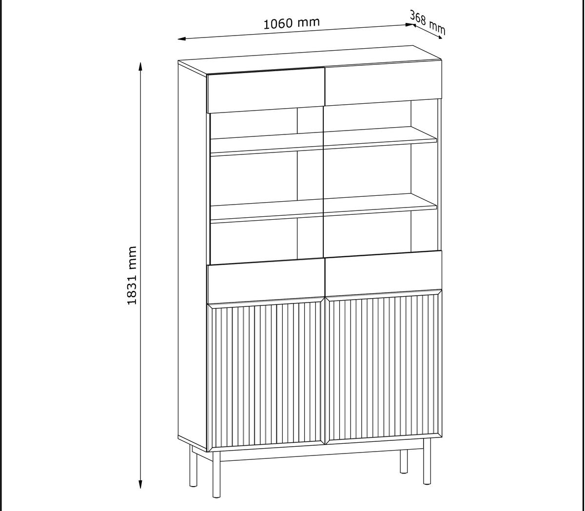 VITRINE Santarco 2T Eiche Cremona 106/183/37 cm –mit 2-türigen Glastüren - Eichefarben, Holz/Holzwerkstoff (106/183/37cm) - AX Living