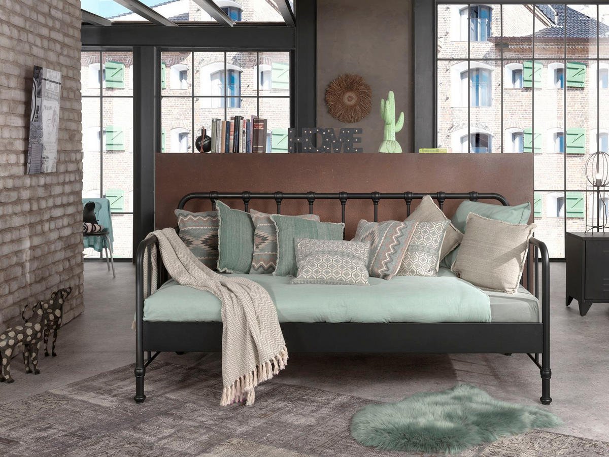 METALLBETT Kay 97x110x206 aus Metall in Schwarz matt - Schwarz, Metall (90/200cm) - 58aufmkessel