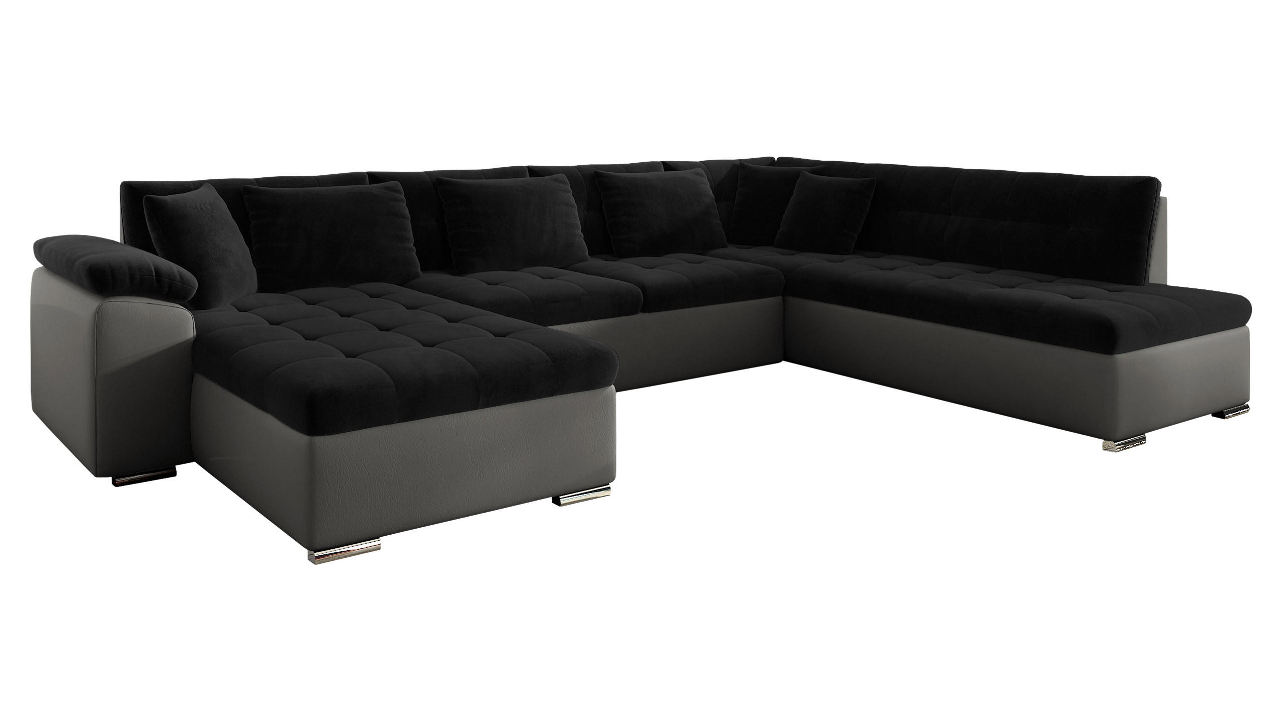 WOHNLANDSCHAFT Niko Bis, Seite: Links - Anthrazit, Holz/Textil (348/76/205cm) - MIRJAN24