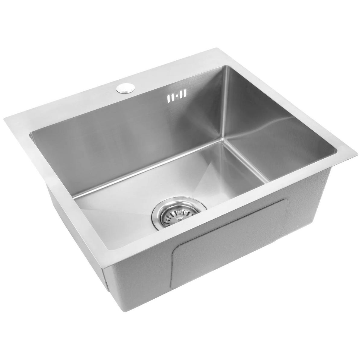 EDELSTAHLSPÜLE Rea Leo 50 Brush Nickel ohne Küchenarmatur - Nickelfarben, Metall (45/19/45cm) - REA