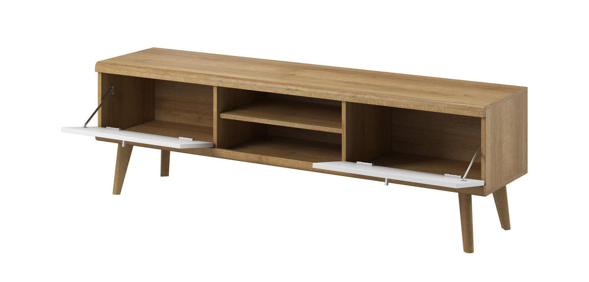 LOWBOARD PRIMARIO 160x40x50 cm mit 2 Türen Eichefarben - Eichefarben/Weiß, Holzwerkstoff (160/50/40cm) - MASSENO