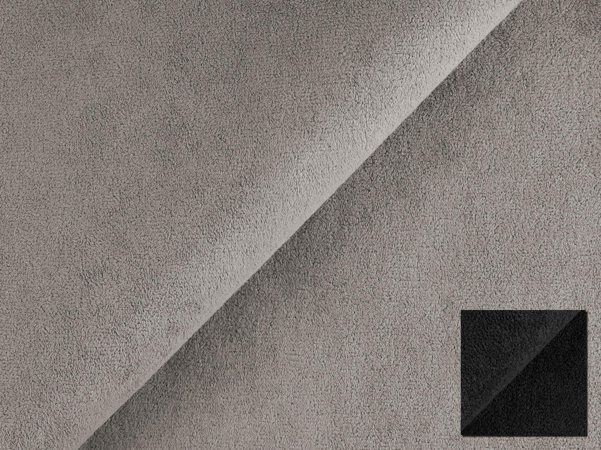 KINDERSOFA Vero im modernen und abgerundeten Design mit Schlaffunktion und Bettkasten aus Grau Plüschstoff mit schwarzer Paspel - Schwarz/Grau, Holz/Kunststoff (210/90/98cm) - S-Style Möbel