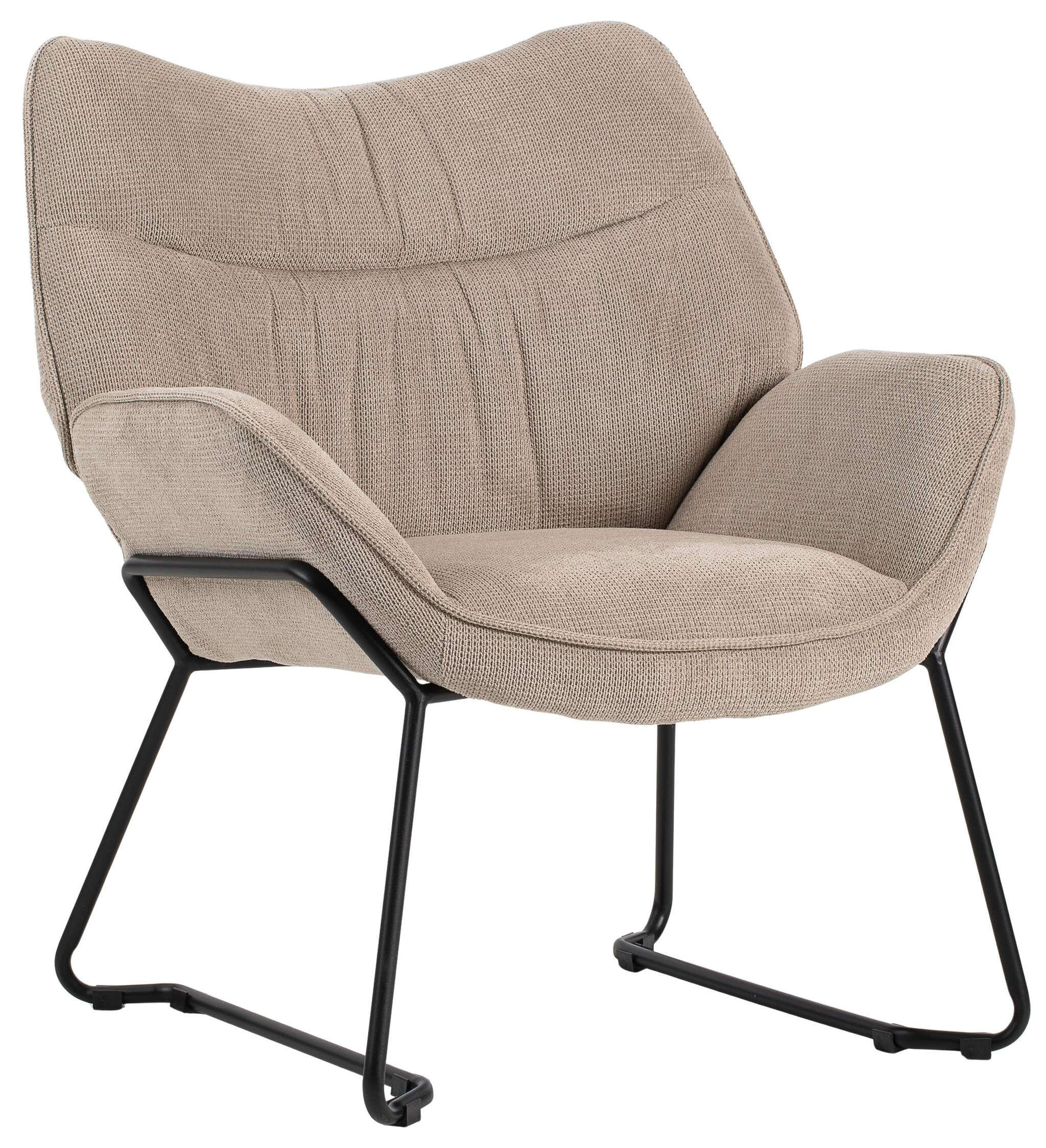 SESSEL Aliano beige - Beige/Schwarz, Textil/Metall (73/76/67cm) - Mr. Deko