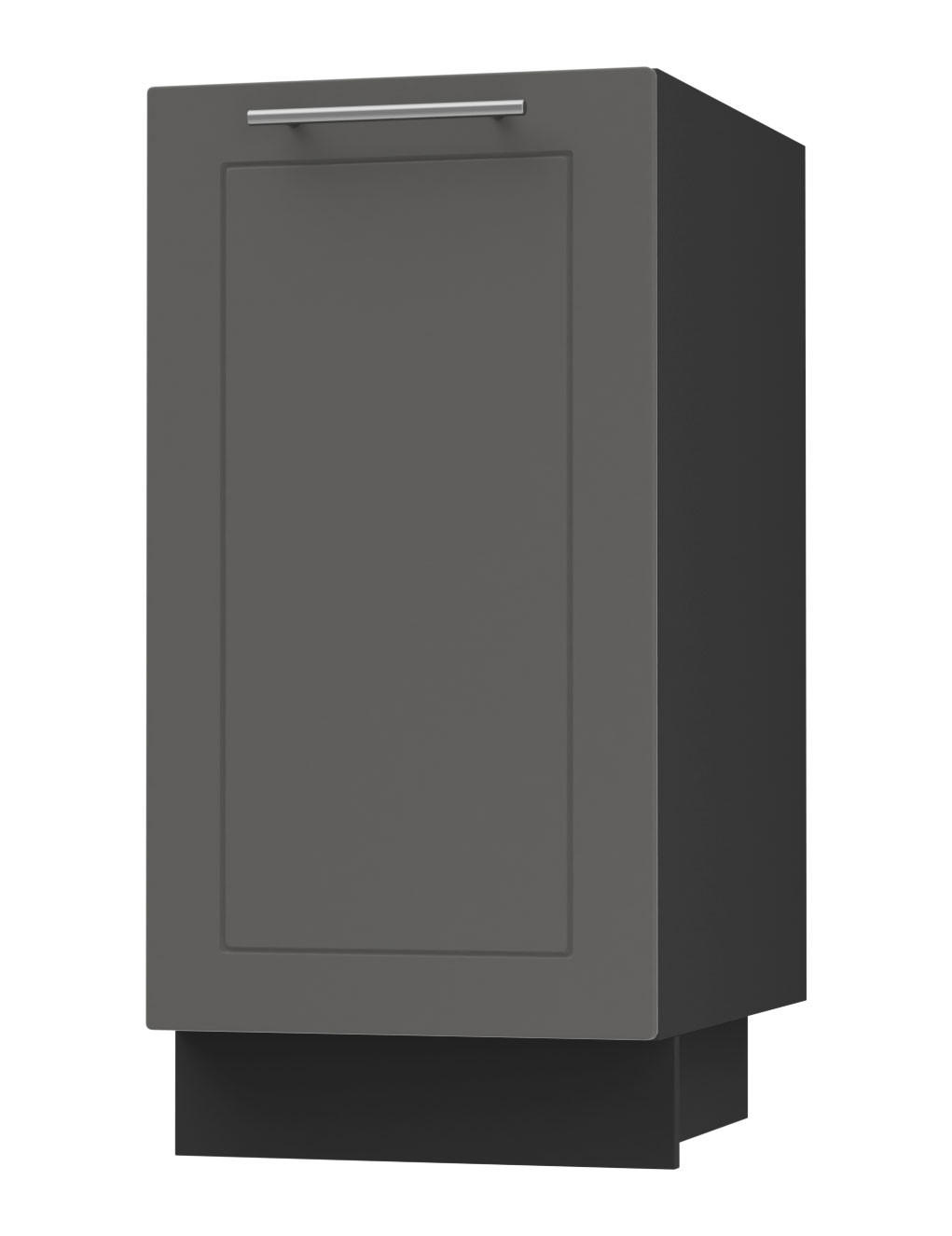 KÜCHENUNTERSCHRANK Kvantum D1D/40 Graphit Matt / Schwarz Matt 40 / 50 / 82cm - Schwarz/Graphitfarben, Holz/Holzwerkstoff (40/82/50cm) - Feldmann-Wohnen