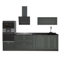 KÜCHENZEILE Fame-Line, Grün-Gold Landhaus/Anthrazit, 280 cm, AP Anthrazit - Anthrazit/Grün, Holzwerkstoff (280/153.6/60cm) - Vicco