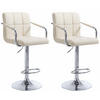 BARHOCKER 2er Set Lederlook Creme - Chromfarben/Creme, Textil/Metall (54/91/46cm) - CLP