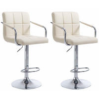 BARHOCKER 2er Set Lederlook Creme - Chromfarben/Creme, Textil/Metall (54/91/46cm) - CLP