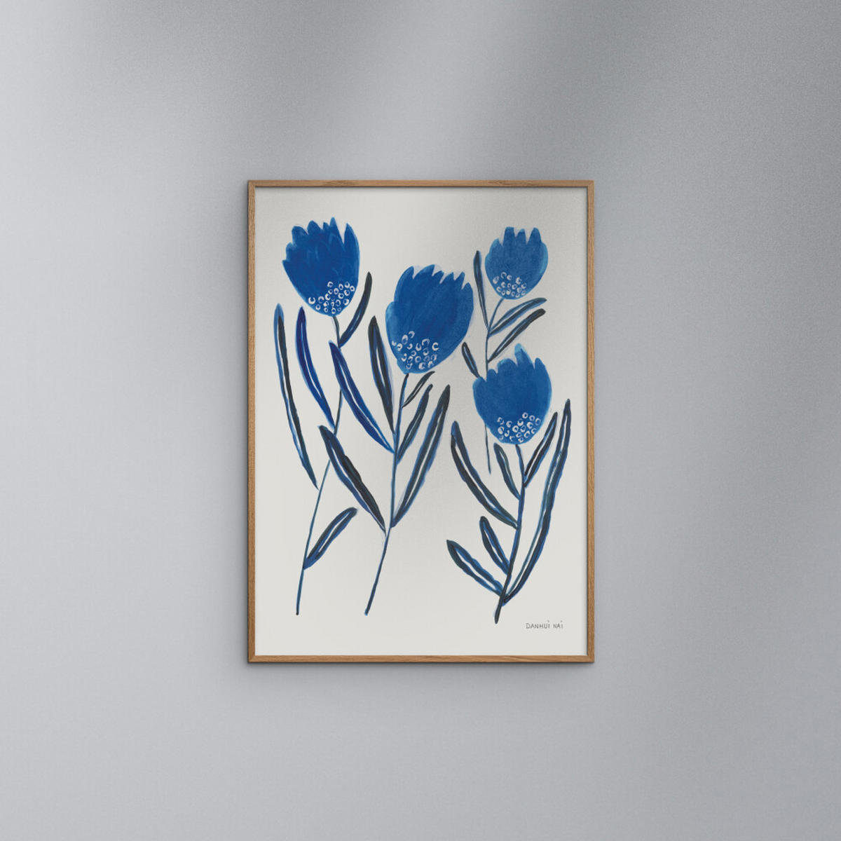 POSTER mit Rahmen Wild Apple - Borrowed and Blue II - Blau/Eichefarben, Holz/Papier (30/40cm) - Poster&Frame