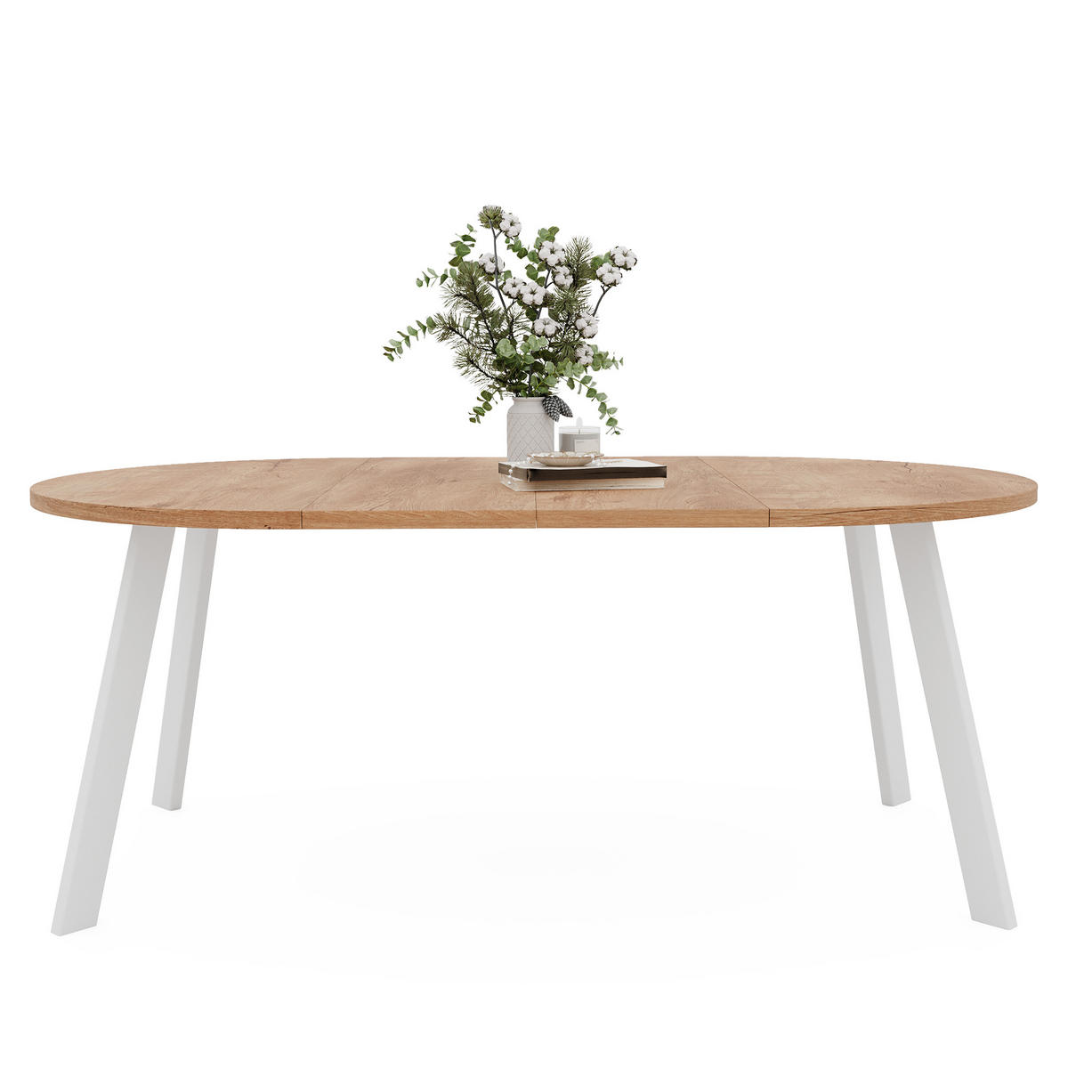 TISCH Weiße Beine, MDF Tischplatte, Lefkas Eiche - Braun/Weiß, Holzwerkstoff (100/100/76cm) - Idohome