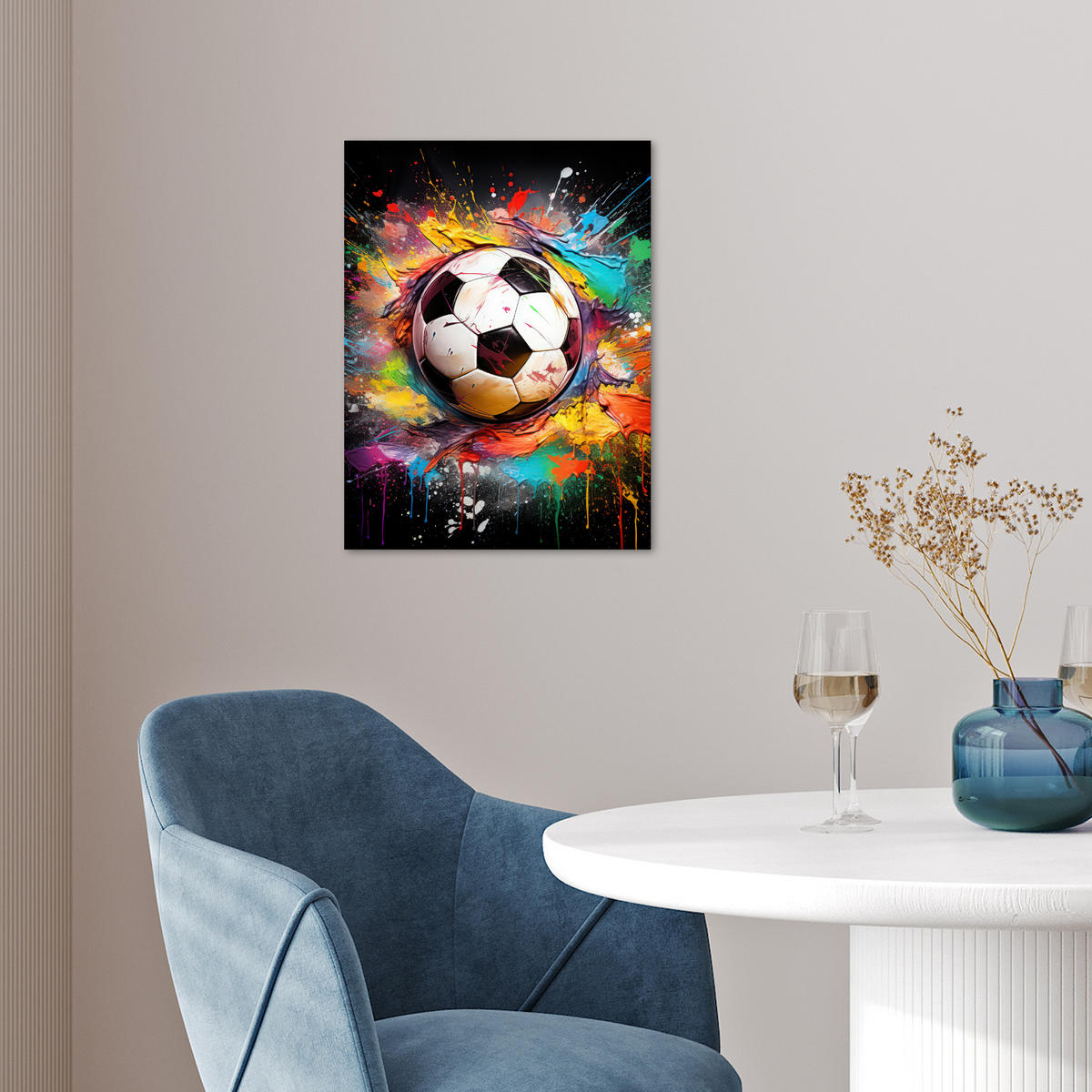 POSTER Fußball - Farbe - Farben - Schwarz - Weiß 30x40 cm - Weiß, Papier (30/40/0.1cm) - MuchoWow