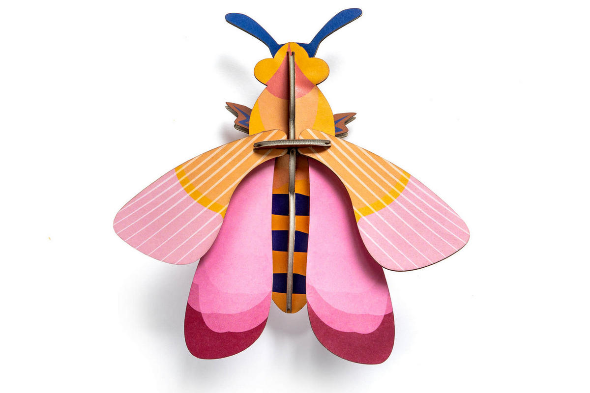 WANDDEKO Rosenbiene 16/6 cm - Pink, Wellpappe (16/6/17cm) - KUNSTLOFT