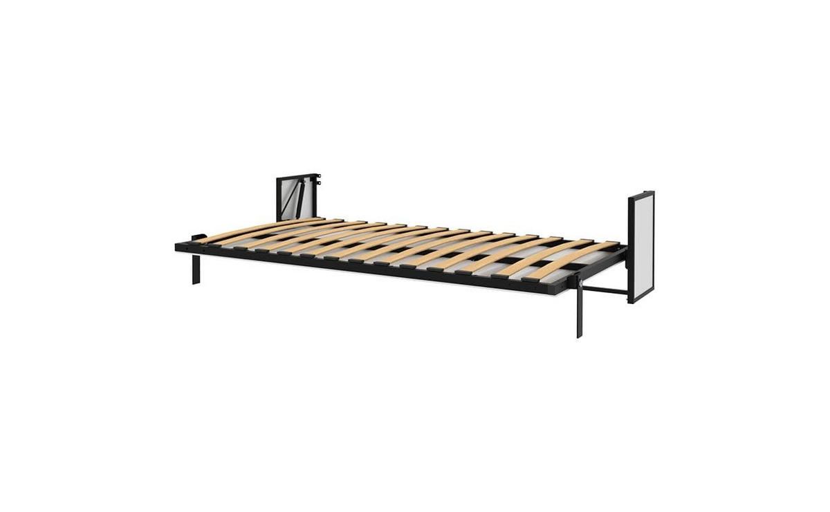 SCHRANKBETT Morphy Studio Modulares SizeFlex- und TypeFlex-System - 120x190, Horizontal - Schwarz, Metall (190/120cm) - WallBedKing