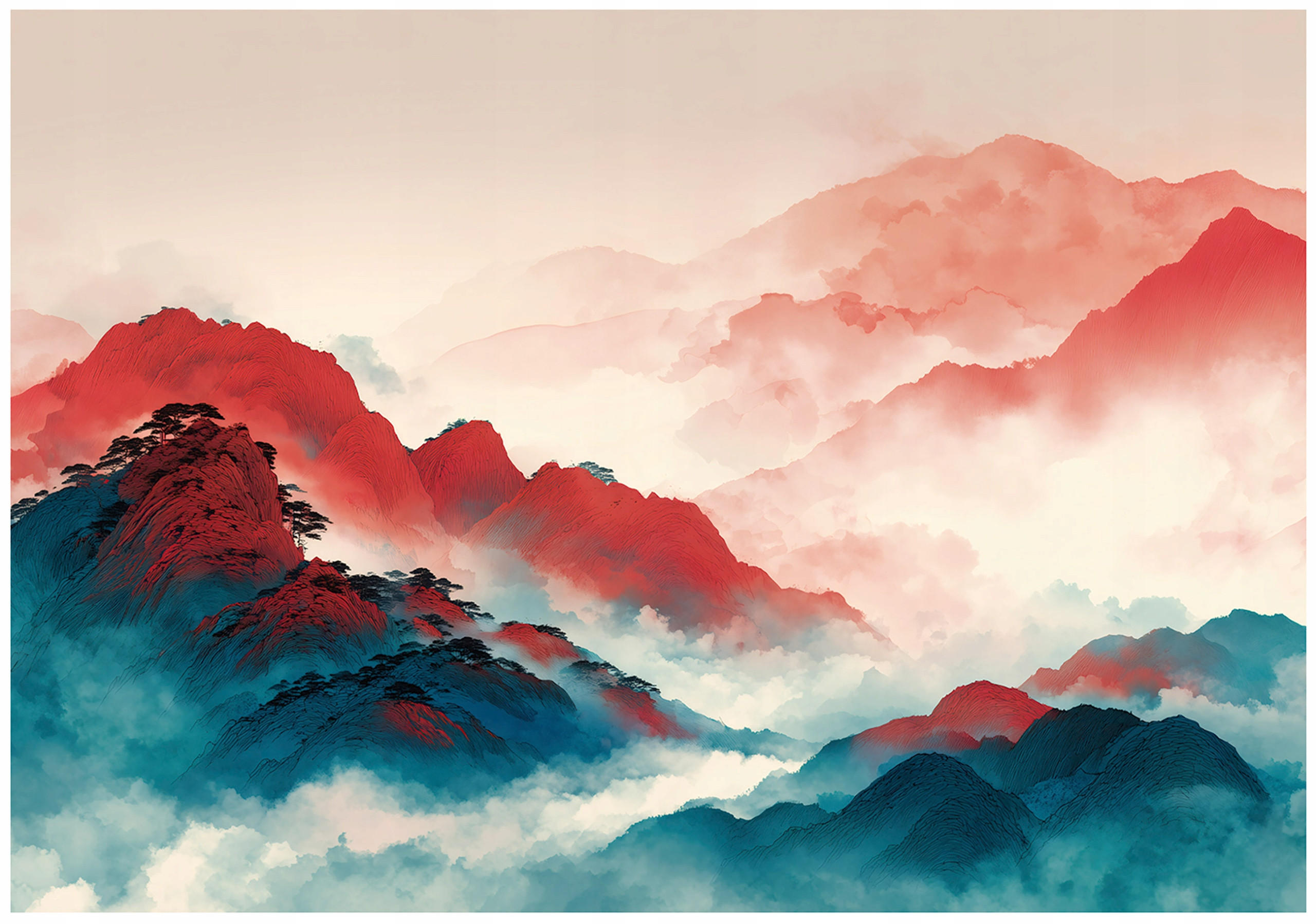 FOTOTAPETE Gebirge Natur Orange 400x280 cm - Multicolor, Papier (400/280cm) - Wallarena