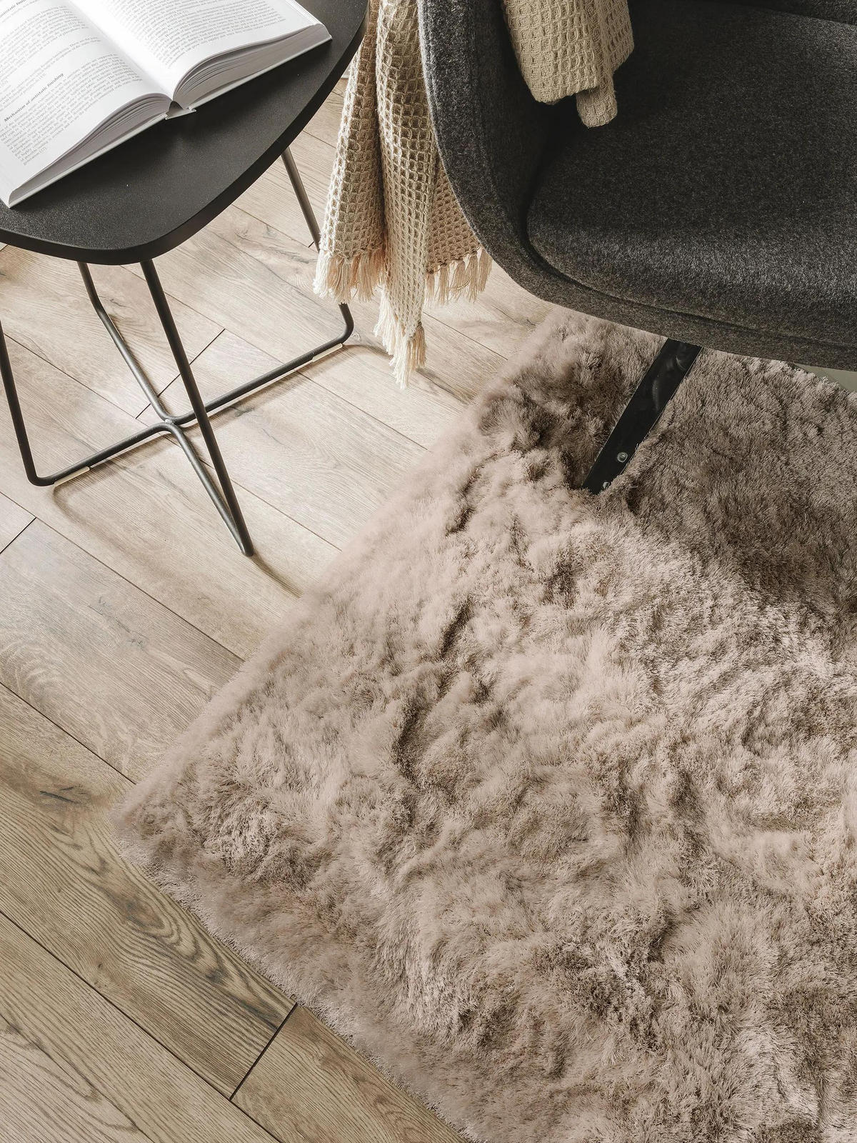 HOCHFLORTEPPICH Whisper Beige 150x150 cm - Beige, Textil (150/150cm) - benuta Nest