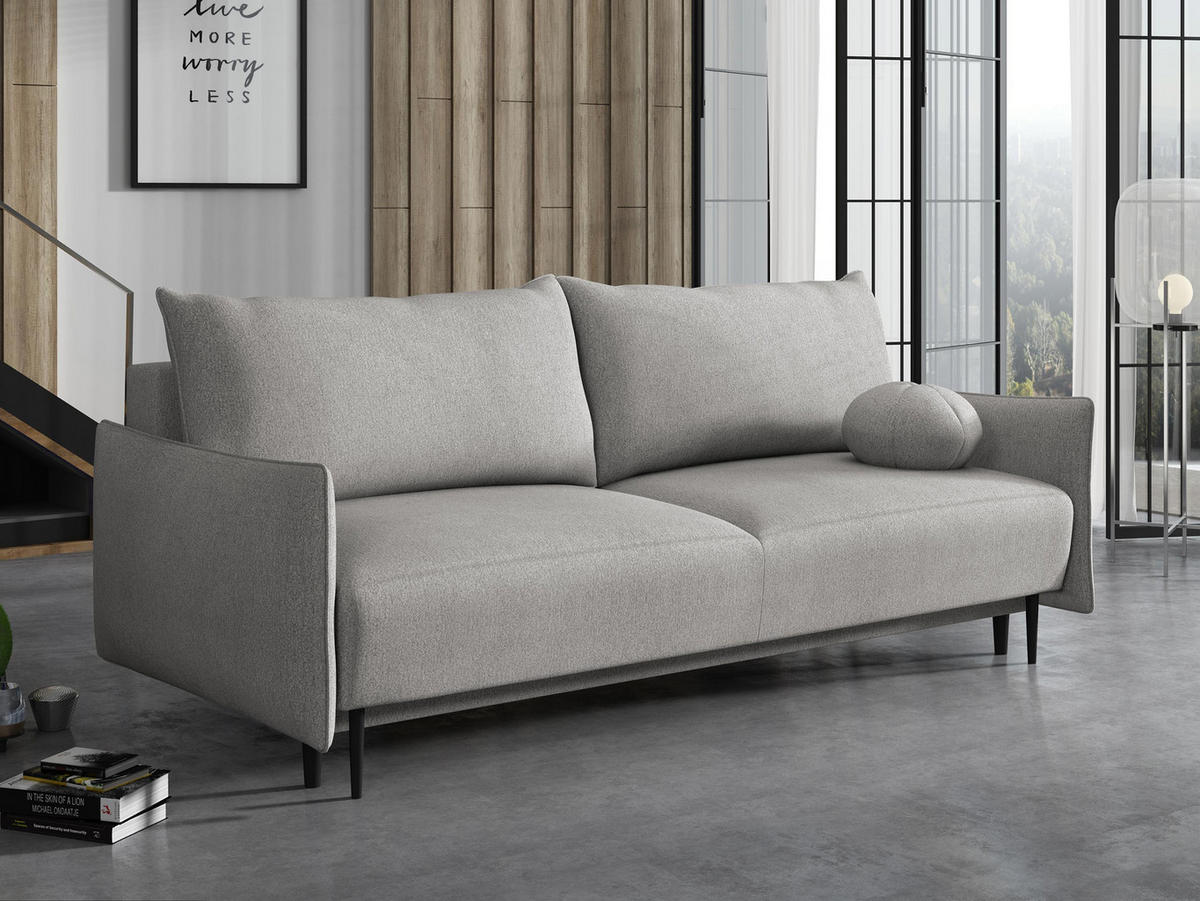 SCHLAFSOFA Dalia - Hellgrau/Schwarz, Holz/Textil (225/88/98cm) - MIRJAN24
