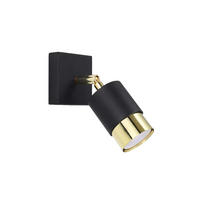 WANDLEUCHTE Stahl Schwarz Gold - Schwarz, Metall (17.5/16/8cm)