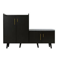 SCHUHSCHRANK in Schwarz mit vier Stauraumtüren für Wohnzimmer und Flur, B120/T34/H82 cm - Schwarz, Holzwerkstoff/Metall (120/82.8/34cm) - STILVORA