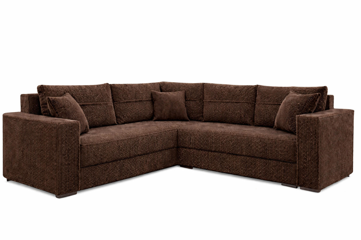 ECKSOFA PARIS – L-Form mit Schlaffunktion & Bettkasten Flauschiger Cord Stoff POSO Braun - Braun, Kunststoff (239/222cm) - Wohnideebilder