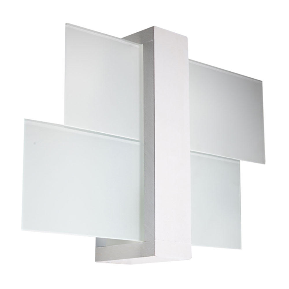 WANDLEUCHTE Holz Weiß Glas - Weiß, Holz (30/30/12cm)