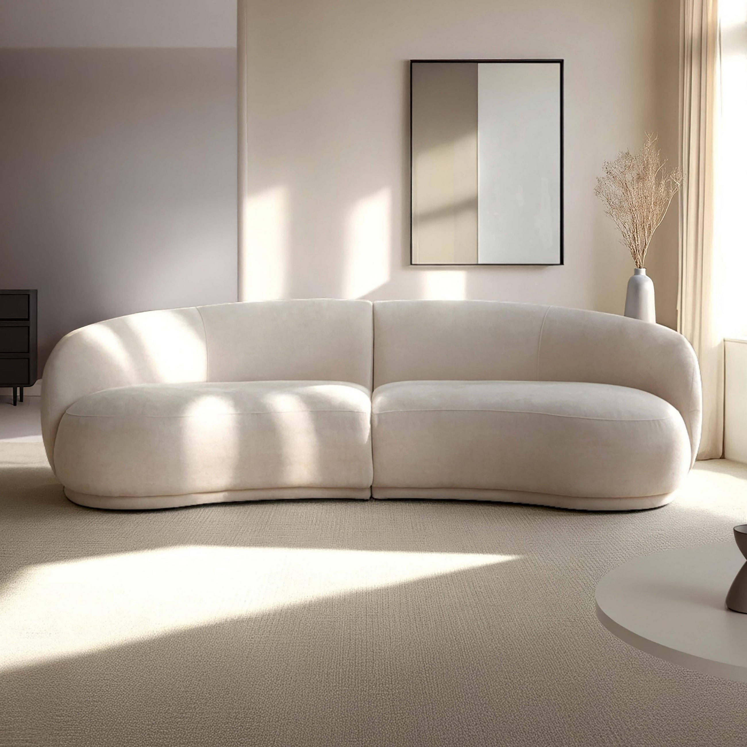 SOFA 3-Sitzer, Beige - Beige, Textil (120/73/266cm) - Oviala