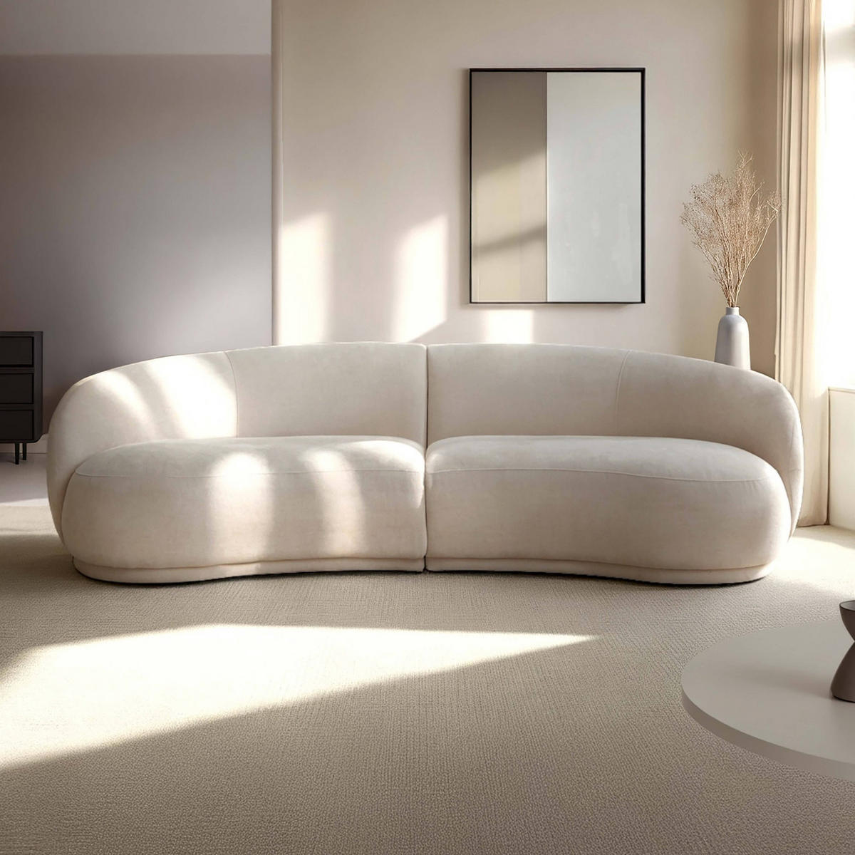 SOFA 3-Sitzer, Beige - Beige, Textil (120/73/266cm) - Oviala