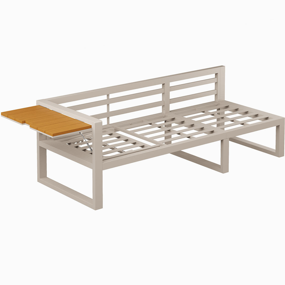 LOUNGEGARNITUR aus Eisen 178x178x62 cm Beige mit verstellbarer Rückenlehne - Beige, Metall - Modfu