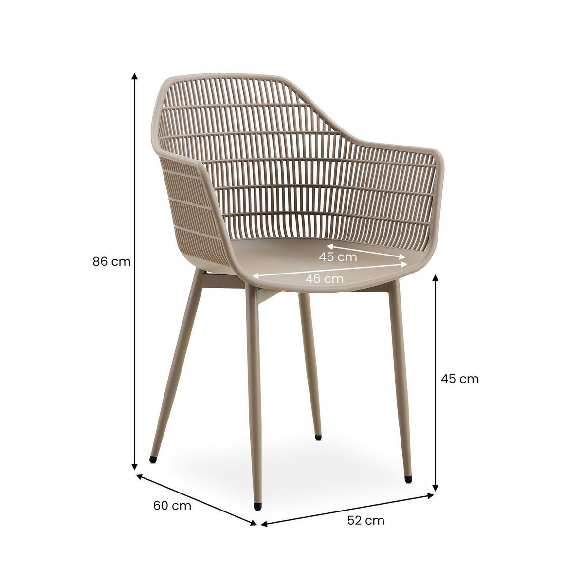 GARTENSTÜHLE MARGHERITA 4er-Set champagne - Champagner, Textil (60/86/52cm) - IDIMEX