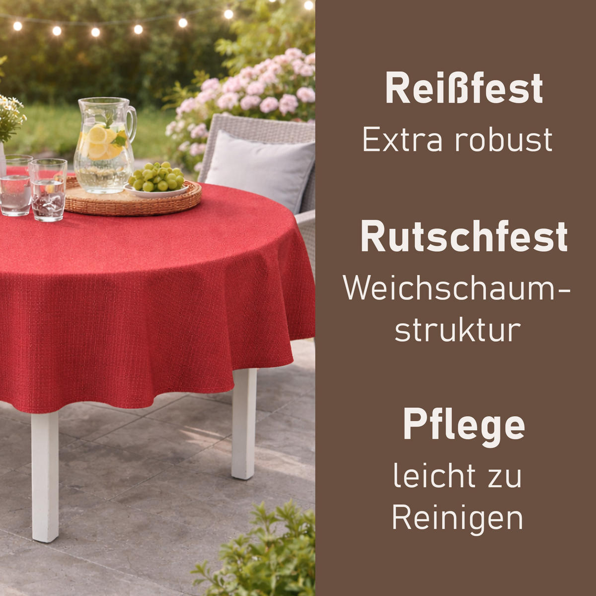TISCHDECKE Garten Weichschaum Ø160cm - Rot - Rot, Kunststoff (160/160cm) - Bestlivings