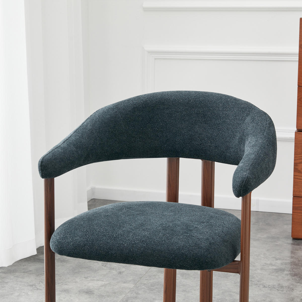 ESSZIMMERSTUHL 4ER-SET aus Stoff in Schwarz, mit Metallbeinen und Fass-Design - Schwarz, Textil (60/80.5/57.5cm) - Urban Meuble