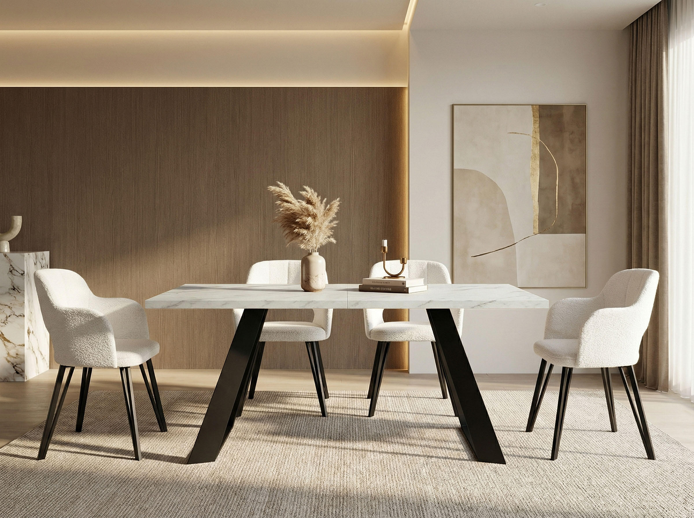 Thumbnail - WFL Group Esstisch, Ecru, Holzwerkstoff, 14-Sitzer, Rechteckig,Rechteckig, 80x76x140 cm, Esszimmer, Tische, Esstische