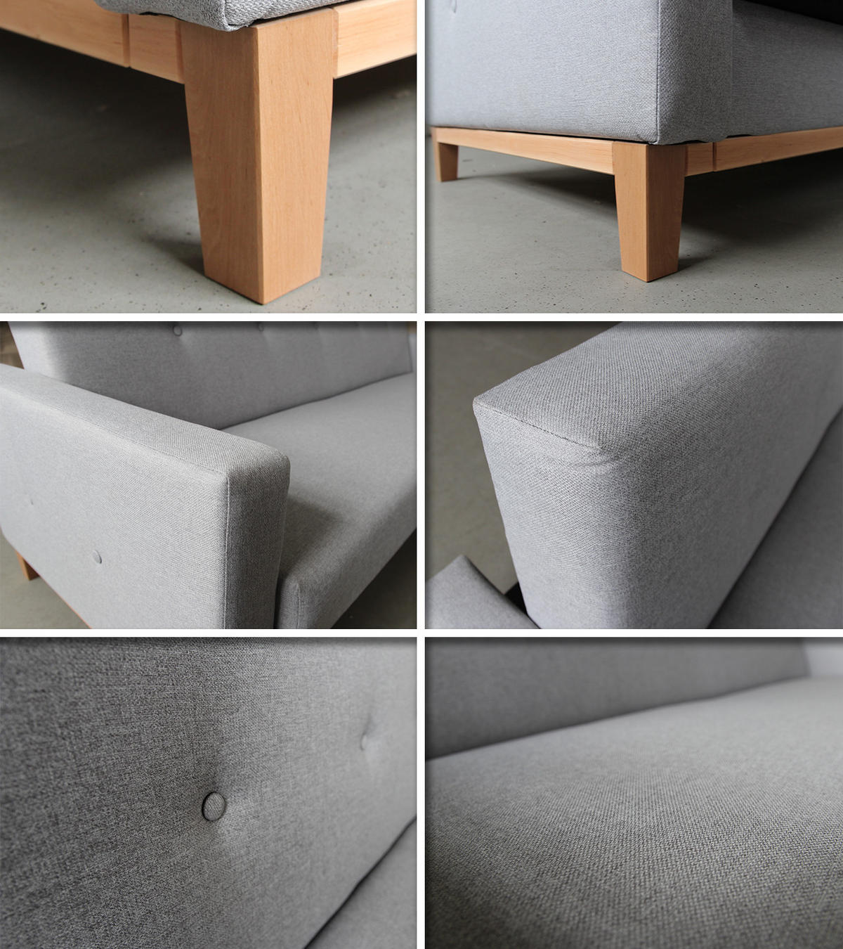 SCHLAFSOFA Wood - Beige/Grau, Holz/Textil (215/89/89cm)