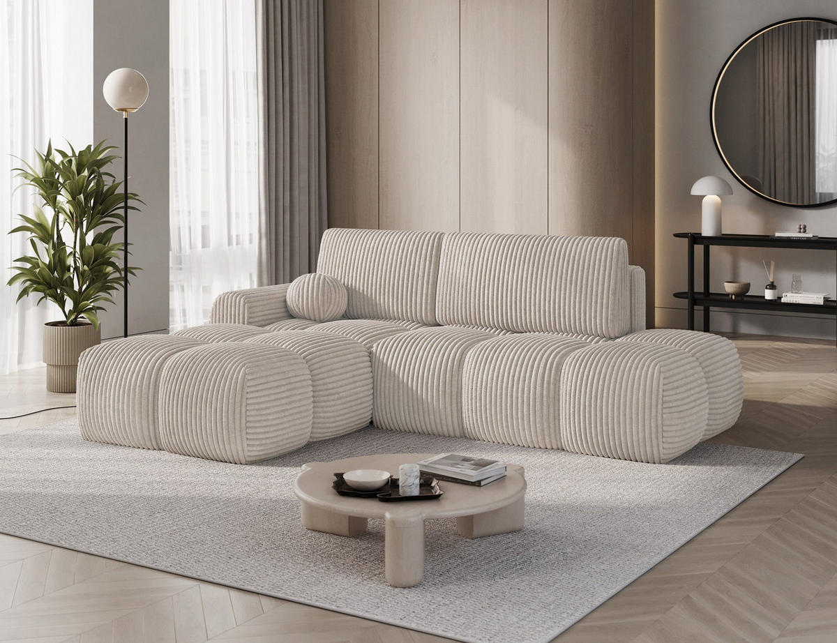ECKSOFA VITTARIO mit Schlaffunktion & Bettkasten – Modernes L-Sofa 227 cm, inklusive Kissen - Weiß, Kunststoff (227/95cm) - Wohnideebilder
