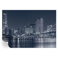FOTOTAPETE 312x219 cm - Nachtstadt - Schwarz, Textil (312/219cm) - Wallfluent