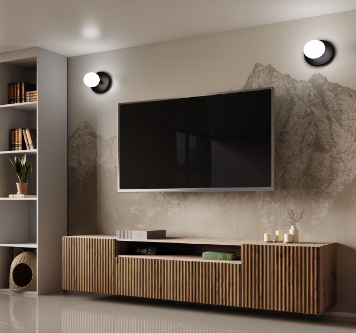TV-LOWBOARD Artisan+Catania Eiche Hängend Mit Gerillten Fronten - Braun, Holzwerkstoff (200/40/41cm) - Sepro Meble