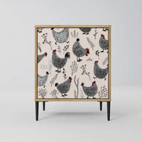 SIDEBOARD HAPPY HENS, Eichefarben, 57,5x42x72,5 cm, Schwarze Metallfüße - Eichefarben/Multicolor, Holzwerkstoff/Metall (57.5/72.5/42cm) - SpaceRebels