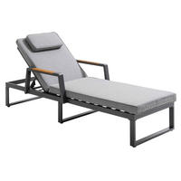 SONNENLIEGE, Schwarz - Schwarz, Holzwerkstoff (75.5/83/196cm) - Oviala